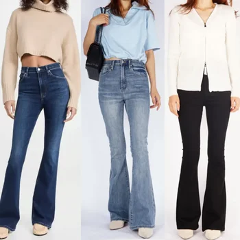Fashion casual women high waist slim plated denim pants 2022 nauji moteriški džinsai