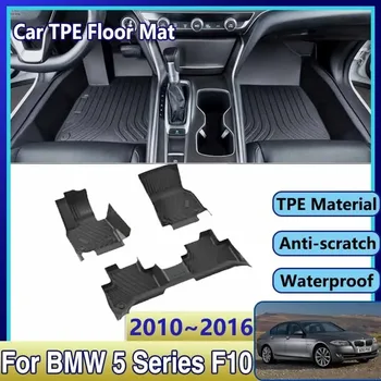 Automobiliniai grindų kilimėliai BMW 5 serijos F10 2010 ~ 2016 2014 2015 TPE vandeniui atsparus odinis kilimas Purvo kilimas Pėdų pagalvėlė Pilnas Tappeto priedai