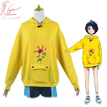 WONDER EGG PRIORITY Cosplay kostiumas su gobtuvu Ohto Ai geltonos džemperio kelnės Perukas Unisex Kid sportinė apranga Uniforminiai anime drabužiai