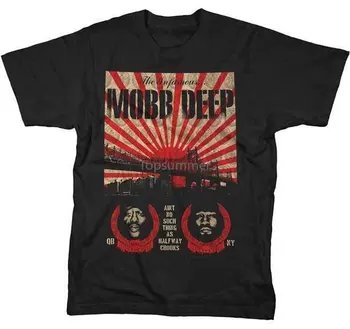 Mobb Deep Halfway Crooks T Shirt M-L-XL Visiškai nauji hiphopo marškinėliai 100% medvilniniai vyriški moteriški marškinėliai Pagal užsakymą