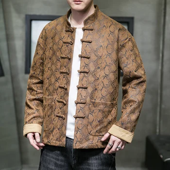 Tradiciniai kinų drabužiai Ruduo ir žiema Vyriškas sutirštintas šiltas paminkštintas švarkas Retro Hanfu Tang kostiumas Švarko paltas Gatvės apranga