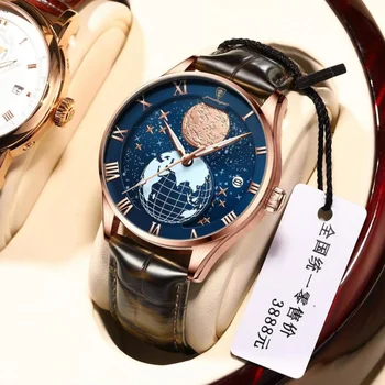 POEDAGAR Šveicarijos prekės ženklo vandeniui atsparus šviečiantis vyriškų laikrodžių kalendorius Itin plonas kvarcinis laikrodis populiarus