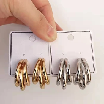Europa Naujas C formos kelių sluoksnių lankų auskarai moterims Mergaitė Geometrinis metalas Kpop dovanų temperamentas