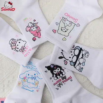 Kawaii Sanrios mielas animacinis filmas Hello Kittys Kuromi Cinnamoroll Mano melodija Pompompurin Šiltos kojinės Kalėdinės dovanos vaikams