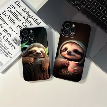 Cute Sloth Animals Telefono dėklas IPhone 15 14 11 12 Pro 8 7 Plus X 13 Pro MAX XR XS MINI SE 2020 Juodi dangteliai