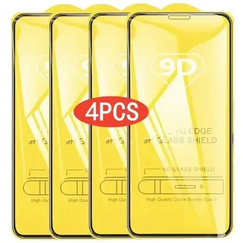 4PCS 9D apsauginė stiklo ekrano apsauga, skirta iPhone 14 13 12 11 Pro Max Mini 7 8 Plus grūdintas stiklas, skirtas IPhone 11 X XR XS MAX