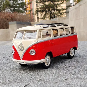 1:24 Volkswagen VW T1 BUS Alloy Car Die Cast Toy Car Model Sound and Light Children's Toy Collectibles dovana