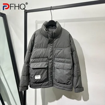 PFHQ Vyriškos žiemos mados prekės ženklas Medvilninis paltas Šiltas patogus aukštosios kokybės stovas Kaklas laisvas žemyn Populiarios laisvalaikio striukės 21Z3265