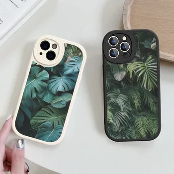 Leaves Monstera Green Phone Case Hard Leather for iPhone 14 13 12 Mini 11 14 Pro Max Xs X Xr 7 8 Plus 6 6s