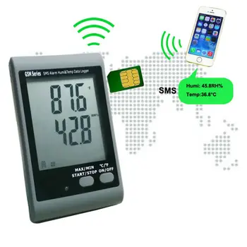 GSM SMS aliarmo temperatūros ir drėgmės duomenų kaupiklis (AMT-138/AMT-138E)