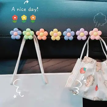Mielas gėlių dekoras Mini kabliukai Automobilinis prietaisų skydelis Creative Paste mažas kabliukas su spalvingais gėlių gėlių dekoravimo priedais
