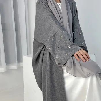 2024 Nauja batwing rankovė atvira Kimono Abaya siuvinėjimas Dubajus Maroko moterys Kaftan Jalabiyat Turkijos Afrikos islamo drabužiai