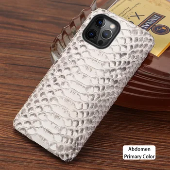 Natūralios Python odos odinis telefono dėklas, skirtas iPhone 14 13 Pro Max 12 11 XS XR X Rankų darbo pusiau apvyniotas gyvatės odos šarvų galinis dangtelis