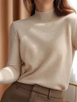 Basic Loose Soft Solid Color Turtleneck Pullover Women's Casual Long Sleeve Fashion Sweater Women's Solid Color