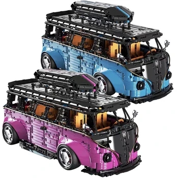 1:8 Aukštųjų technologijų RC City T1 autobusas Automobilio modelis Statybiniai blokai Idėjos Techninis kemperis Van Bricks Nuotolinio valdymo pultas Žaislai vaikams Dovanos MOC