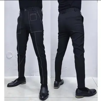 Naujos aukštos kokybės vyriškos kostiuminės kelnės Tiesus pavasaris Rudens ilgos Vyriškos klasikinės verslo laisvalaikio kelnės Slim Fit Full Length A171