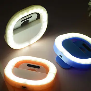 3 greičio Reguliuojamas asmenukių žiedo šviesos ryškumo klipas telefone LED įkraunama apvali lemputė vaizdo konferencijai Tiesioginis makiažas