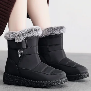 Moteriški batai Sniego platforma Punk batai moterims Neperšlampami batai Moteriški kailiniai aulinukai Flat Plus Size Žieminė avalynė Botas Mujer
