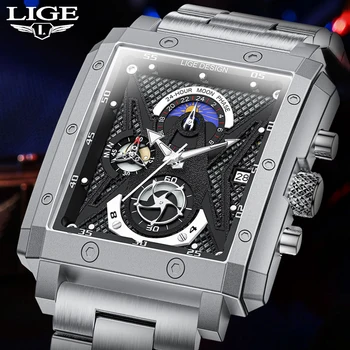LIGE Vyriški laikrodžiai Fashion Sport Quartz Watch For Men Luxury Top prekės ženklo vandeniui atsparūs rankiniai laikrodžiai Chronograph Relogio Masculino+Box