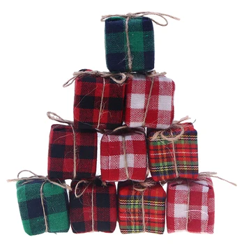 Naujas 5vnt Atsitiktinių spalvų lėlių namelis Miniatiūrinis medvilninis linas Kalėdų dovanų dėžutė Mini mažas dovanų maišelis Pakabukas Lėlių namelio dekoravimo rekvizitai