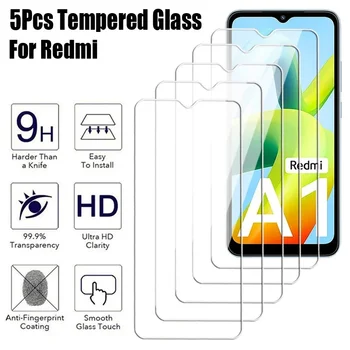 5vnt grūdintas stiklas Xiaomi Redmi 10A 10C 12C A1 A2 Plus ekrano apsauga Redmi Note 10 Pro Max 11 12 11T 12T apsauginė plėvelė