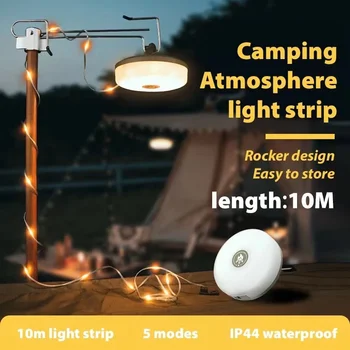 LED kempingo lempos juostos atmosfera 10M ilgio vandeniui atsparus perdirbamas šviesos diržas lauko sodo dekoravimo lempa palapinių kambariui