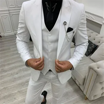 Vestuvinis kostiumas Hombres Vyriški kostiumai Elegantiški oficialūs vestuviniai vienviečiai smailūs atlapai 