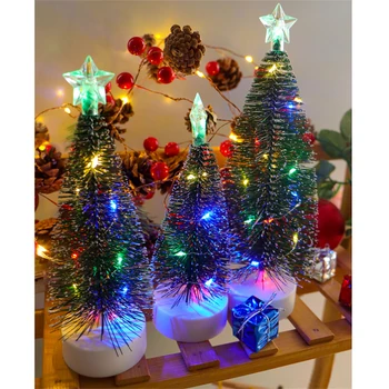 mini eglutės dekoravimas su lengvu stalviršiu Kalėdų eglutės baterija valdomas dirbtinis miniatiūrinis medis namų biuro darbalaukiui