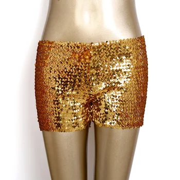 Bling Sequined Shorts for Women 1980s Costume Party Disco Dance Wear Stage Performance Sexy Low Waist Nigh Club Shorts