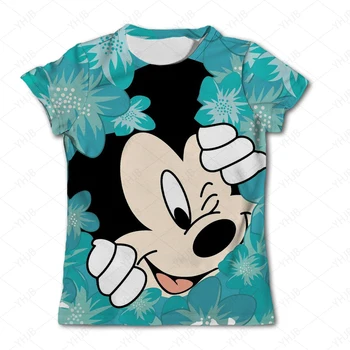 Summer Kids Boys Girls Mickey Mouse marškinėliai Vaikams trumpomis rankovėmis marškinėliai Drabužiai Disney Series 3D animaciniai filmai Casual Tops Trišakiai