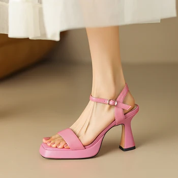Moteriški batai 2023 Naujos aukštos kokybės pavasario vasaros vakarėlio sandalai Moterys Zapatillas De Mujer Vienspalvės basutės Rožinės