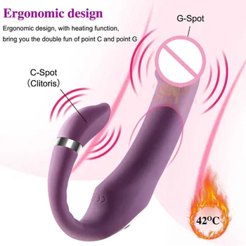 10 greičiai Dildo vibratorius poroms Moterys Sekso žaislai Moteriškas analinis klito stimuliatorius Minkštas silikonas Suaugusiųjų masažas Šildymo funkcija