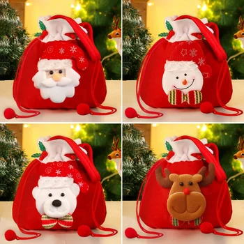 Kalėdiniai dovanų maišeliai Obuolių krepšys Pliušinis Kalėdų senis Briedis Lokys Kalėdų dovanų krepšiai Vaikiškos saldainių kišenės Noel 2023 Linksmas Kalėdų dekoras