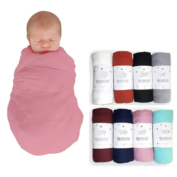 Baby Swaddle Bambuko medvilnės antklodė Apvyniokite marlę Maitinimas Scraf Burp audiniais Vonios rankšluostis Baby Swaddle Small Size Solid Color BabyStuff