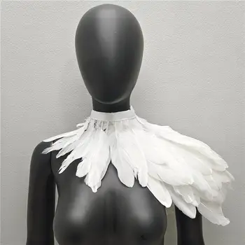 Helovino skaros Snood Vaikų gotikinio stiliaus suknelė Cape Cosplay kaklo šalikai Moteris Baltas šalikas Y2k plunksna Vestuvių vakarėlis Skara