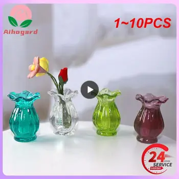 1~10PCS Simuliacinis Stiklo nėrinių vazos modelis Lėlių namelis Miniatiūrinė mini svetainė Dekoras Miniatiūrinė gėlių vaza lėlių namelis Aksesuarai