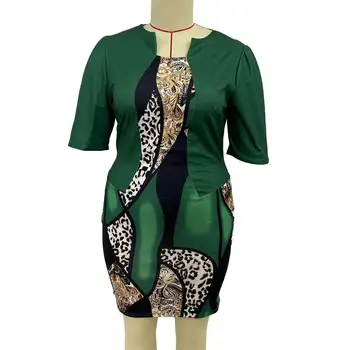 Moterų atspausdinta suknelė su apvalkalu Atspausdinta oficiali suknelė su apvalkalu su netikru dviejų dalių paltų deriniu, skirtu 