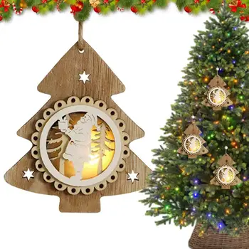 Kalėdų LED lemputė Mediniai šviečiantys papuošalai Linksmos kalėdinės dekoracijos namų eglutės papuošalams Vaikų dovanos Naujieji metai