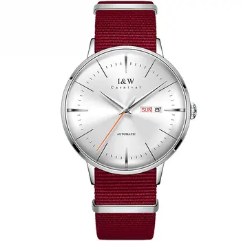 Naujasis Šveicarijos prekės ženklas Prabangūs vyriški laikrodžiai Mados automatiniai mechaniniai rankiniai laikrodžiai Vyriškas vandeniui atsparus laikrodis Raudonas relogio masculino