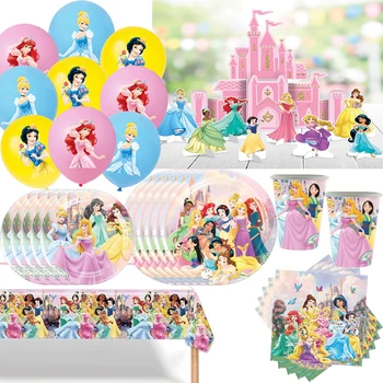 Disney princesės gimtadienio dekoracija Pelenė Aurora Jazminų princesė Vakarienės indų tortas Topper reklaminis balionas vaikiškam dušui