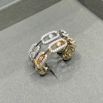 Europos mados prekės ženklas 925 svarų sterlingų sidabro kelių žiedų geometrinis deimantinis žiedas elegantiškiems moteriškiems prabangiems vakarėlių papuošalams