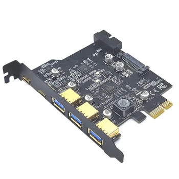 Type-C USB 3.2 Gen2 PCI adapteris su apverčiamos jungties dizainu bet kokia kryptimi