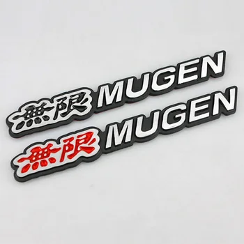 3D Metal Mugen logotipas Automobilio bagažinės emblemos ženklelis Honda Civic Accord 7 Type R FN2 FK8 Fit Jazz RS CRX Mugen lipdukų priedai