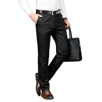 Vyriškos suknelės Kelnės Smart Casual Solid Suit Kelnės Vyriškos biuro kelnės Aukštos kokybės vidutinio ilgio kostiuminės kelnės vyrui Tiesios