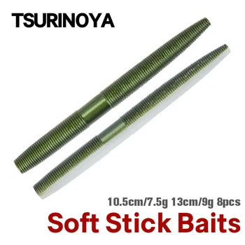 TSURINOYA Fishing Soft Lures 105mm/7.5g 130mm/9g 8vnt Dirbtiniai kirminų masalai Silikoniniai žvejybos masalai Crankbait žvejybos reikmenys