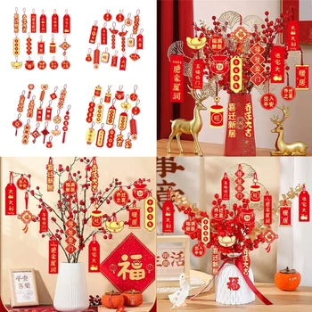 16vnt Tradicinė kinų Naujųjų metų dekoracija Raudoni laimingi namų ruošos pakabinimai