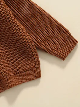 dianyaya Toddler Baby Boys Girls Apvalaus kaklo megztiniai ilgomis rankovėmis Vienspalvis Šonkaulis Trikotažas Megztinis (253-Balta 0-3