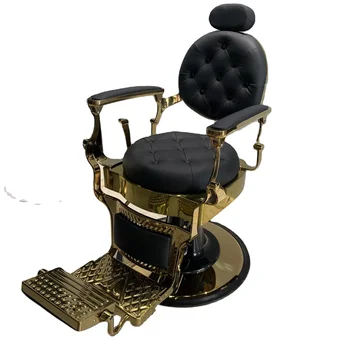 Didmeninė kirpėjo kėdė paruošta siųsti juodos ir auksinės salono kėdės baldų kirpyklos kėdę