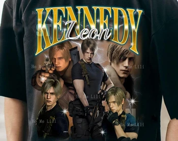 Vintažiniai marškinėliai Kennedy Leon siaubo žaidimas Spausdinti marškinėliai vyrams prabangūs