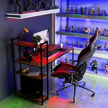 FSTAR kompiuterių stalas su lentynomis, namų biuro stalai, studijų rašymo stalas namų biurui, modernus paprastas stilius, lengvas